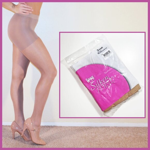 3 NEW L'EGGS "SILKEN MIST" SIZE Q NUDE PANTYHOSE / SHEER TIGHTS - Picture 1 of 4